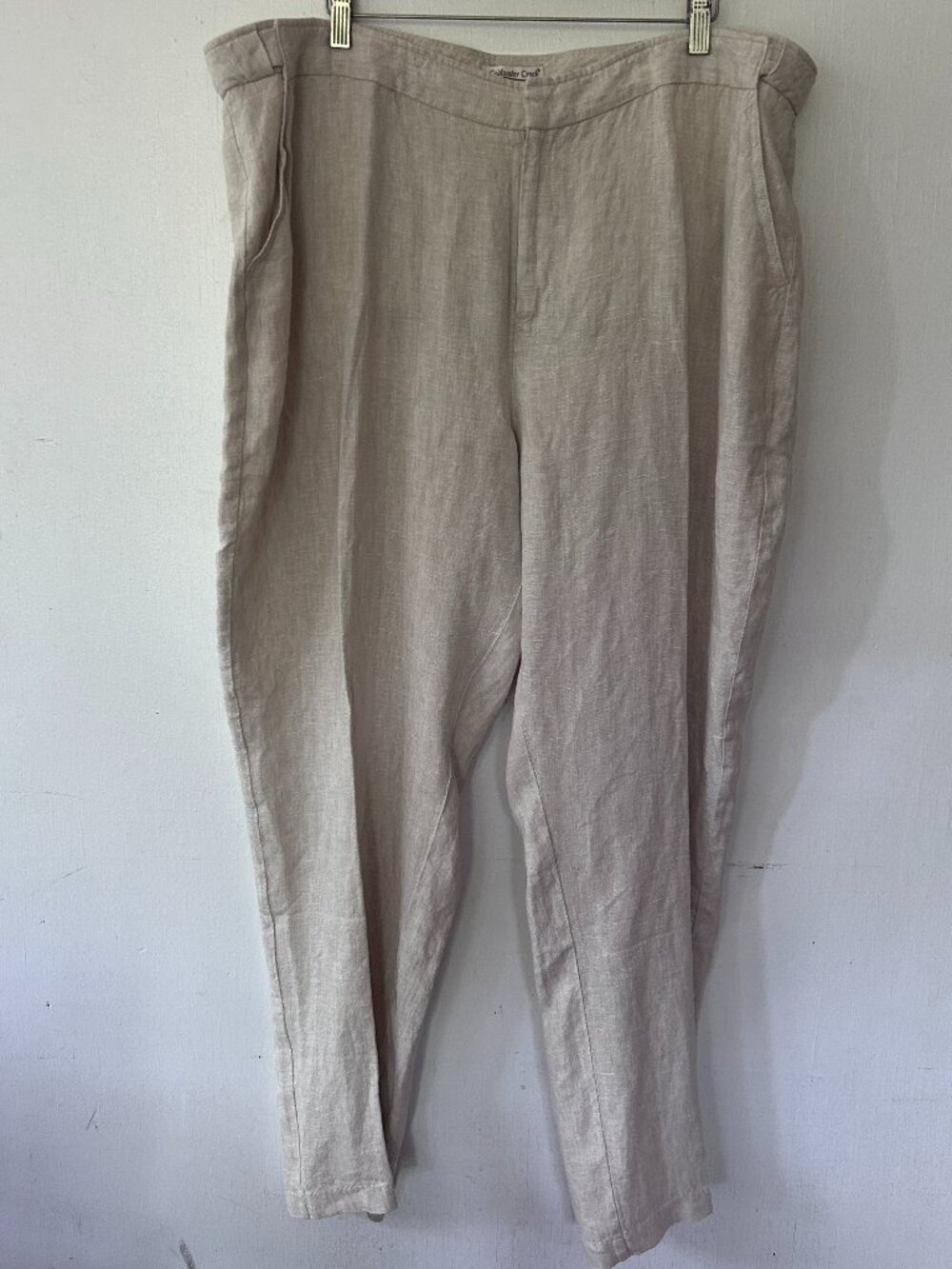 Coldwater Creek Linen Trousers Womens 22W Beige Pockets Coastal Minimalist